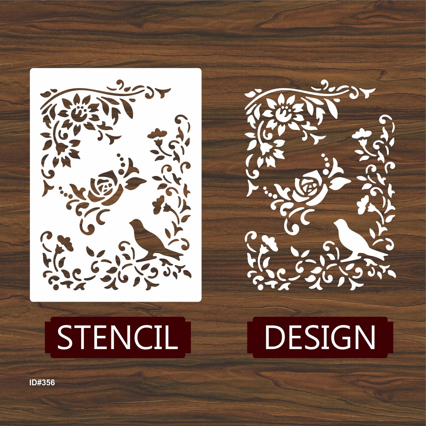 Bird Flower Stencil Painting Coloring Embossing Scrapbook Album Decorative Template. ID #356