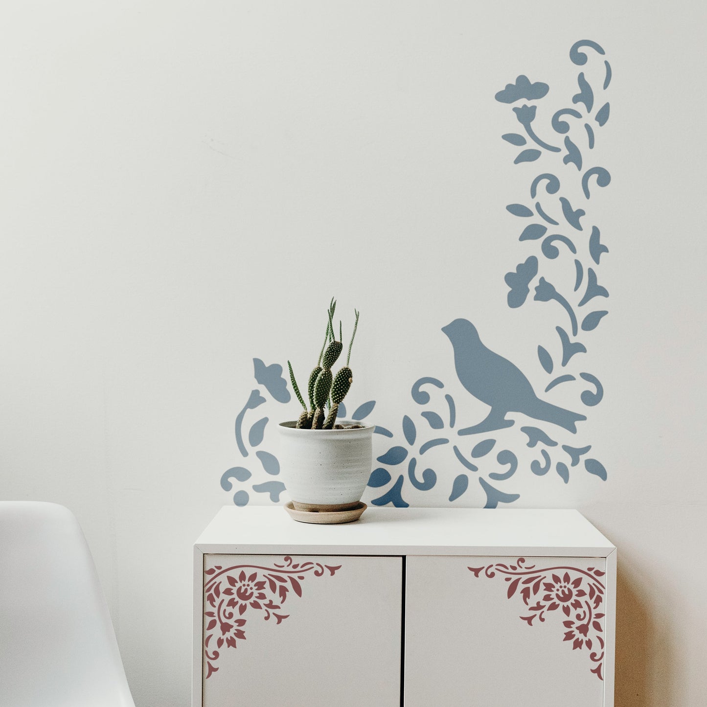 Bird Flower Stencil Painting Coloring Embossing Scrapbook Album Decorative Template. ID #356