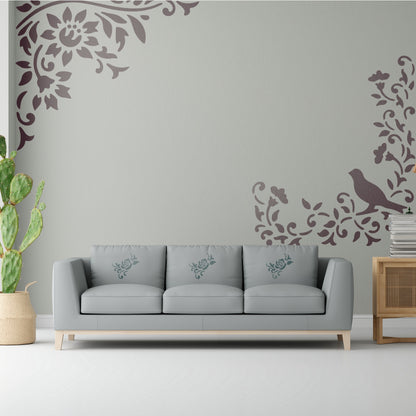 Bird Flower Stencil Painting Coloring Embossing Scrapbook Album Decorative Template. ID #356