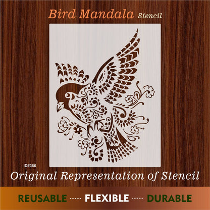 Bird Mandala Stencil Wall Painting Scrapbook Coloring Embossing Album Decorative Paper Card Template. ID #386