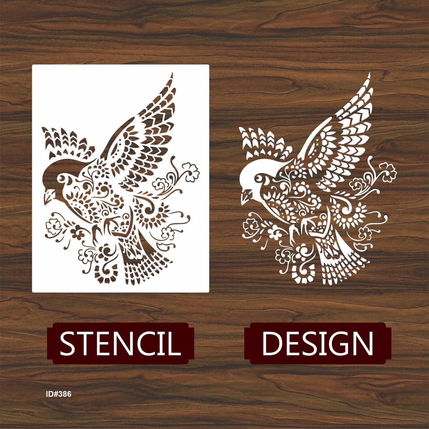 Bird Mandala Stencil Wall Painting Scrapbook Coloring Embossing Album Decorative Paper Card Template. ID #386