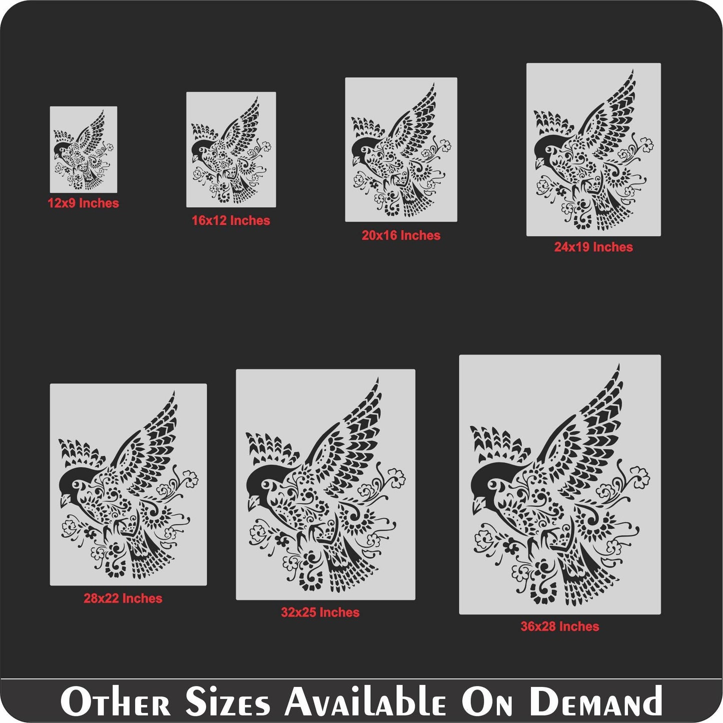 Bird Mandala Stencil Wall Painting Scrapbook Coloring Embossing Album Decorative Paper Card Template. ID #386