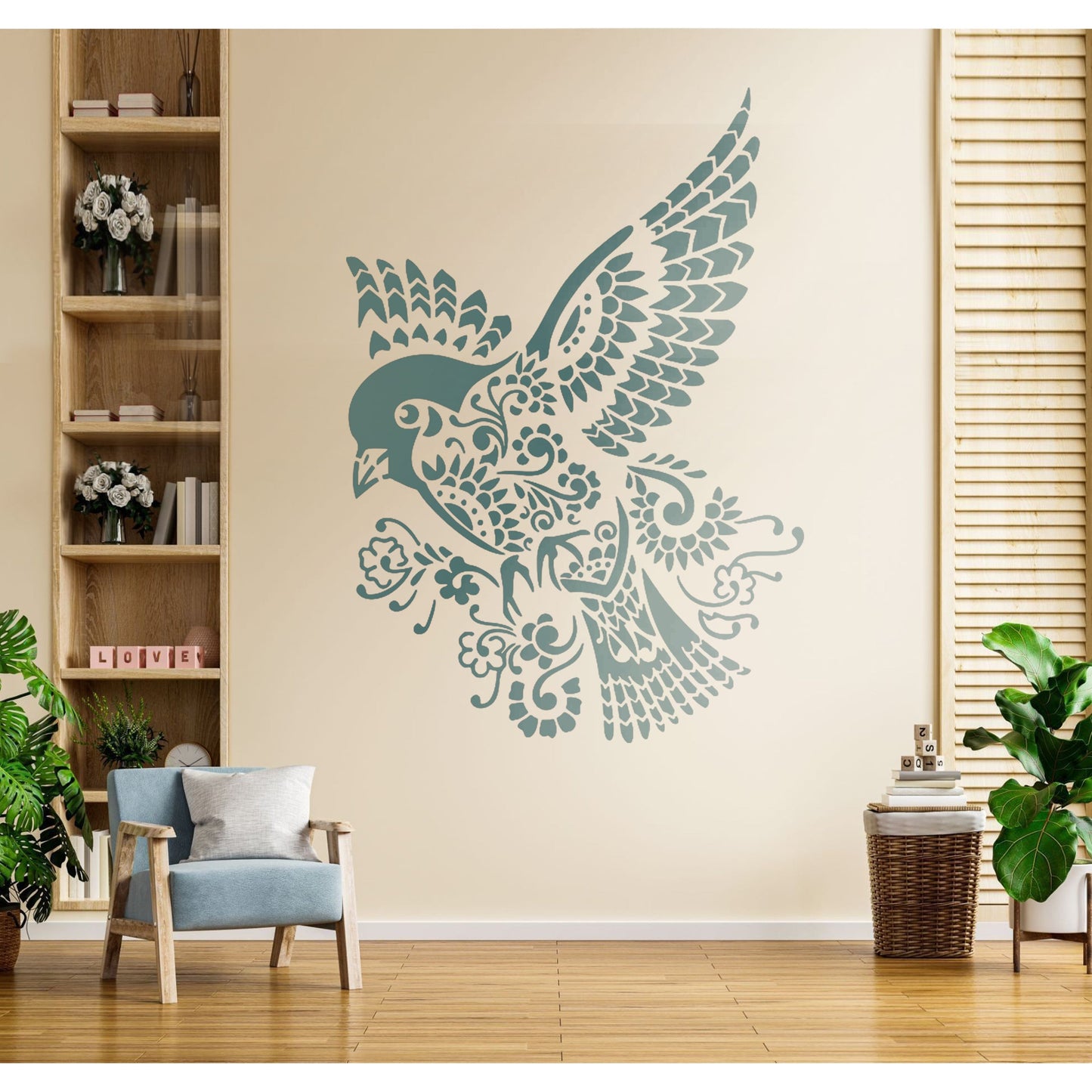 Bird Mandala Stencil Wall Painting Scrapbook Coloring Embossing Album Decorative Paper Card Template. ID #386