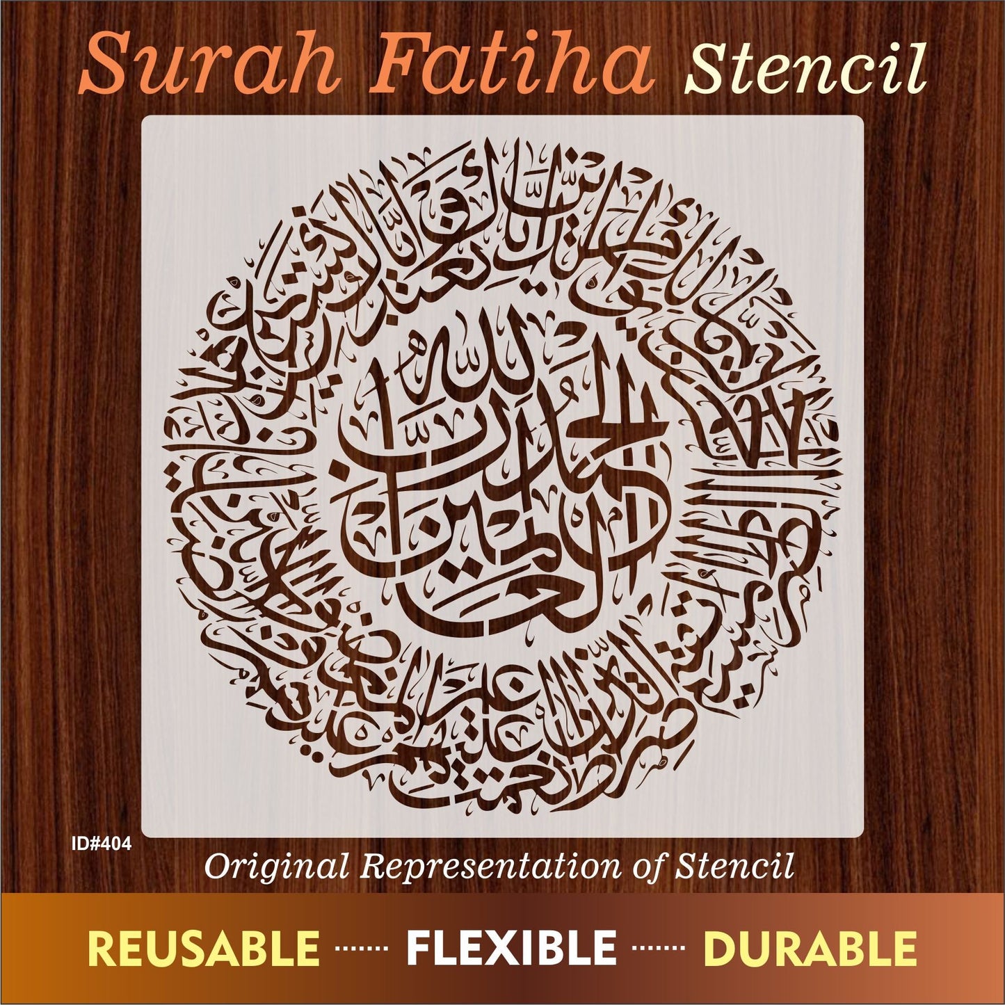Surah Fatiha Round Shape Calligraphy Islamic Reusable Stencil for Canvas and wall painting.ID# 404