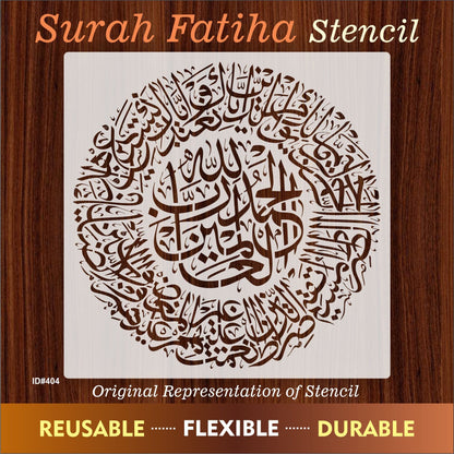 Surah Fatiha Round Shape Calligraphy Islamic Reusable Stencil for Canvas and wall painting.ID# 404