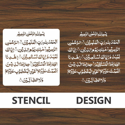 surah fatiha Calligraphy Islamic Reusable Stencil for Canvas and wall painting.ID#4045