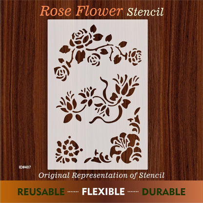 Rose Flower Stencil Airbrush Scrapbook Coloring Embossing Album Diary Journal Drawing Copy Templates. ID #407