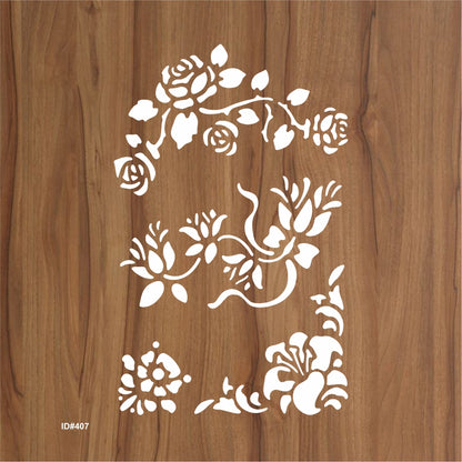 Rose Flower Stencil Airbrush Scrapbook Coloring Embossing Album Diary Journal Drawing Copy Templates. ID #407