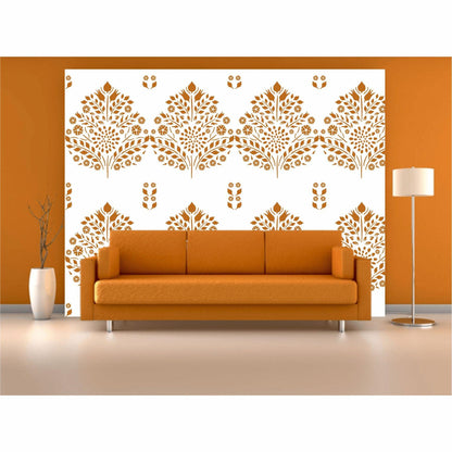 Leaf Damask Pattern Reusable Stencil for Canvas,Furniture,Fabric and wall decoration.ID#251