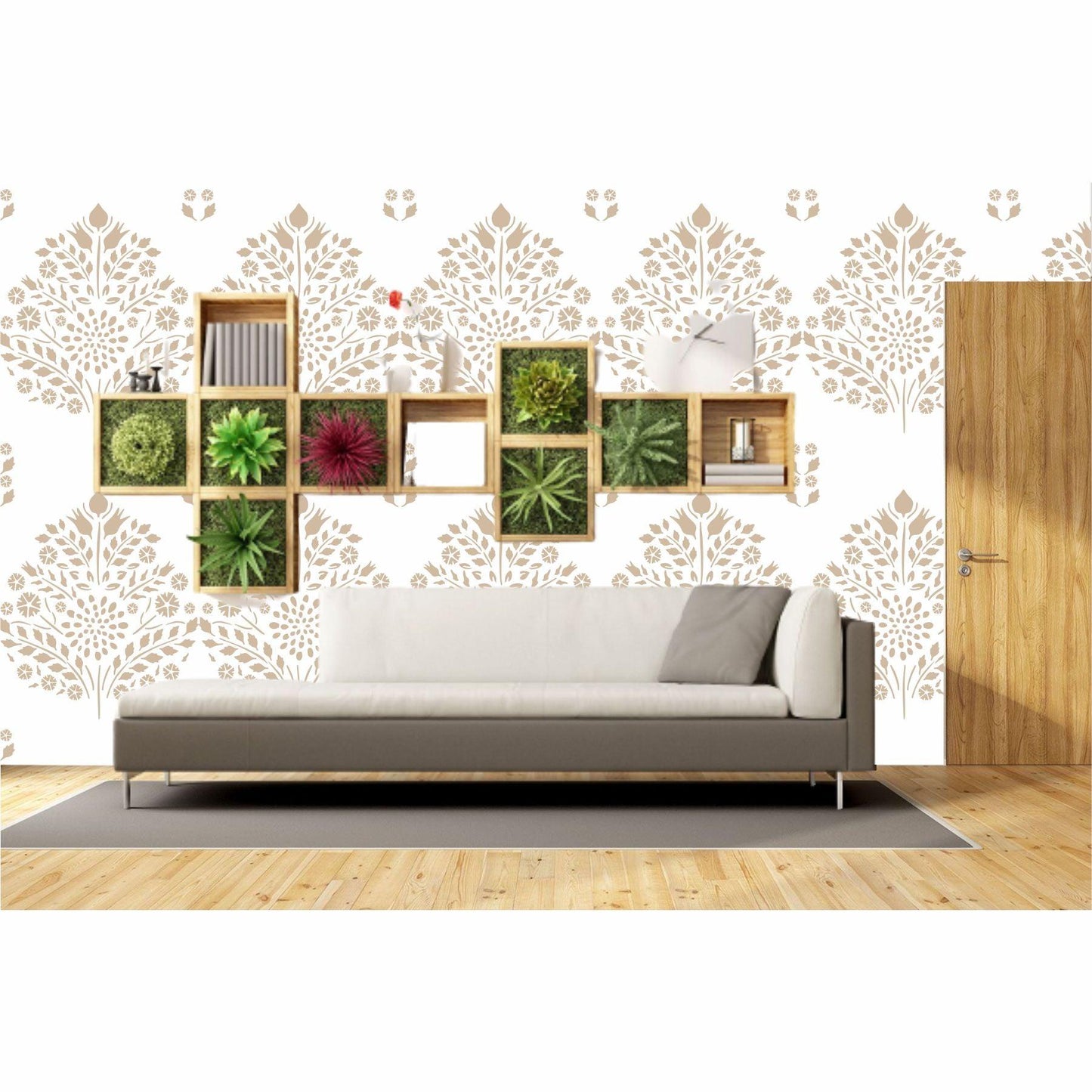 Leaf Damask Pattern Reusable Stencil for Canvas,Furniture,Fabric and wall decoration.ID#251