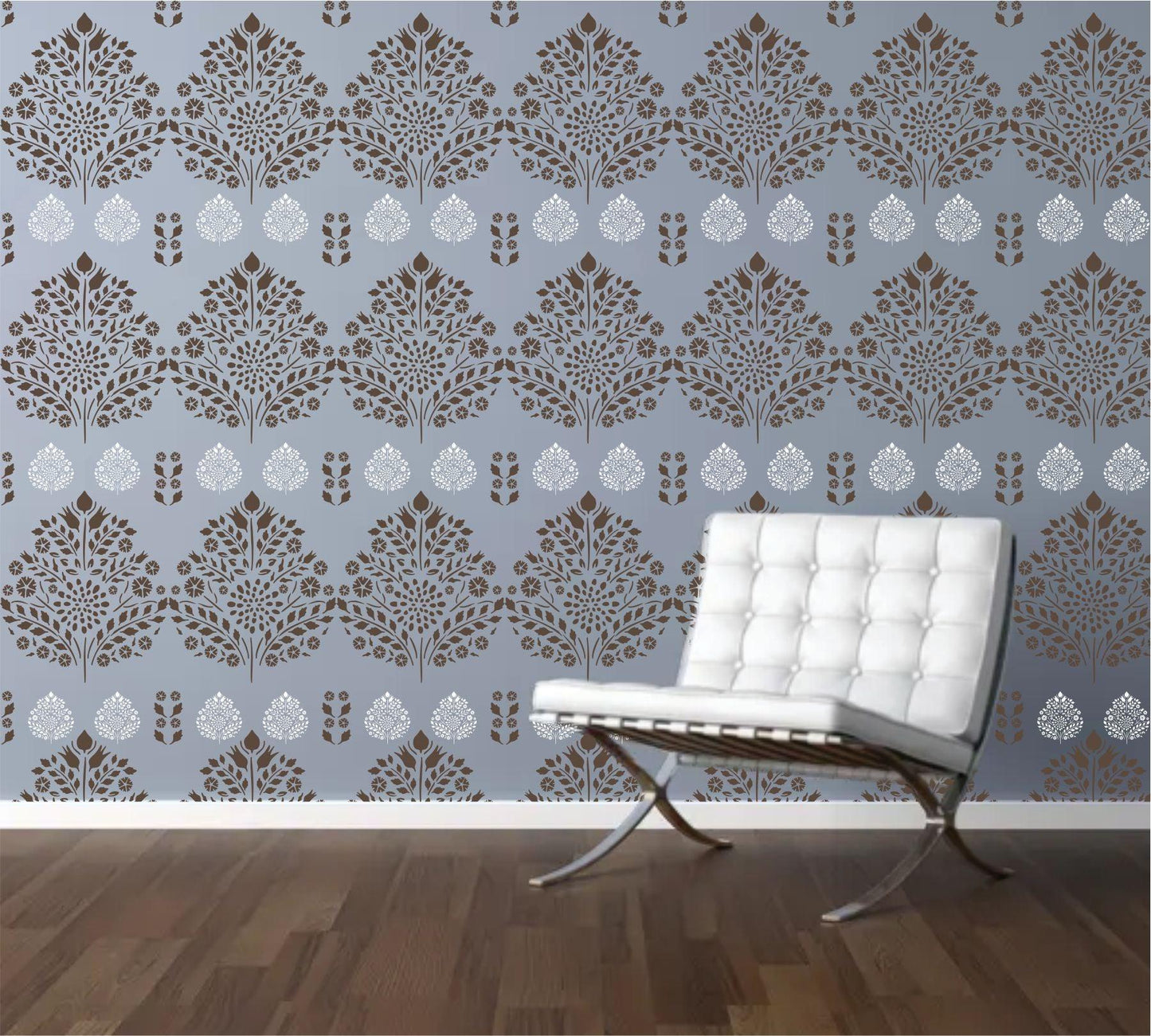 Leaf Damask Pattern Reusable Stencil for Canvas,Furniture,Fabric and wall decoration.ID#251