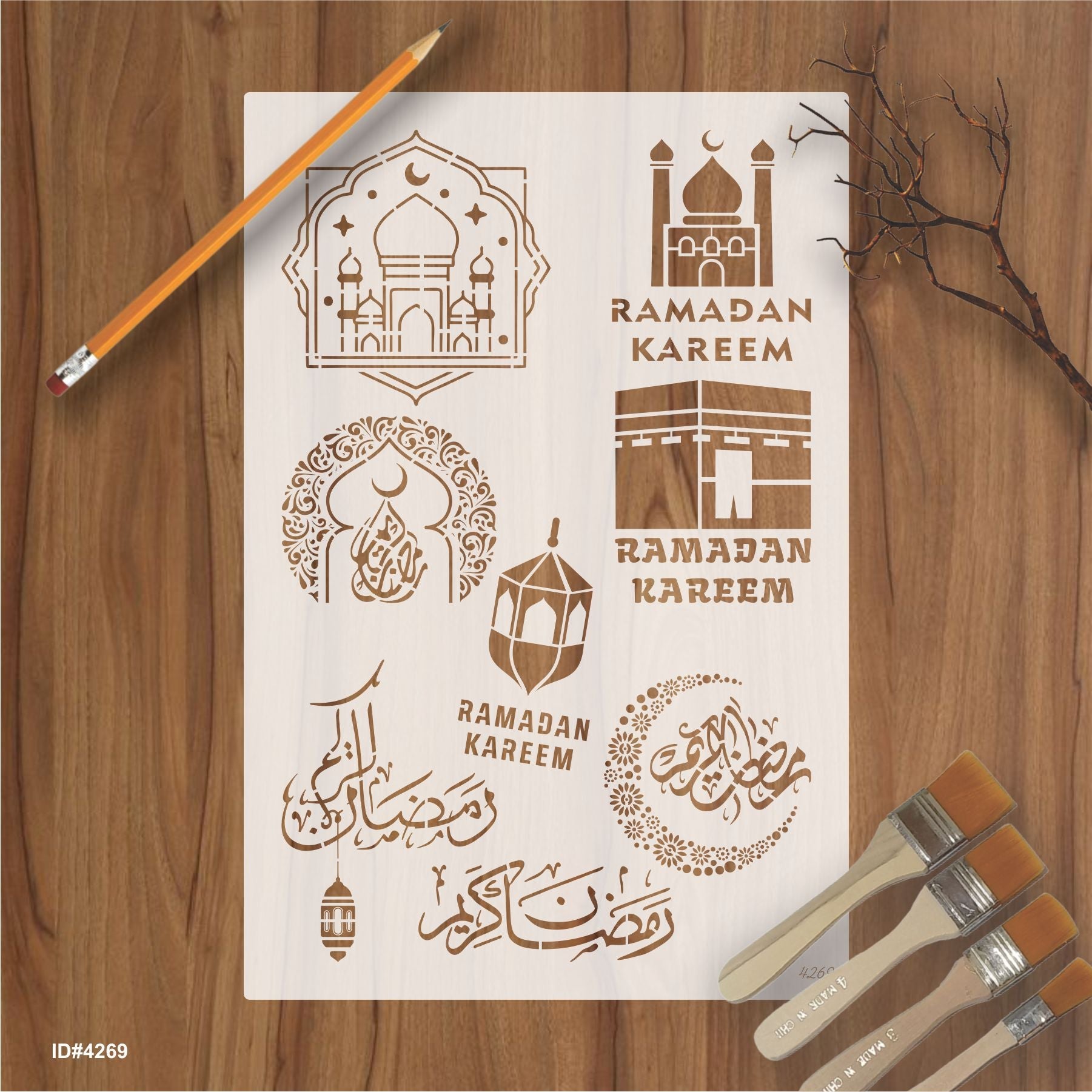 Ramadan kareem Reusable Stencil For Canvas And Wall Painting.ID#4269