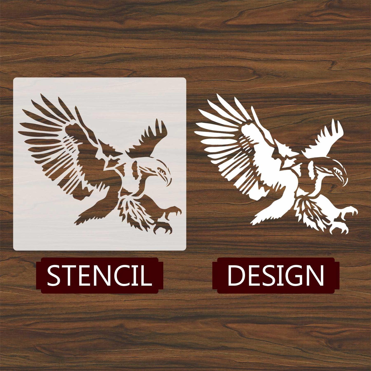 Flying Eagle Reusable Stencil for Canvas and wall painting.ID# 427