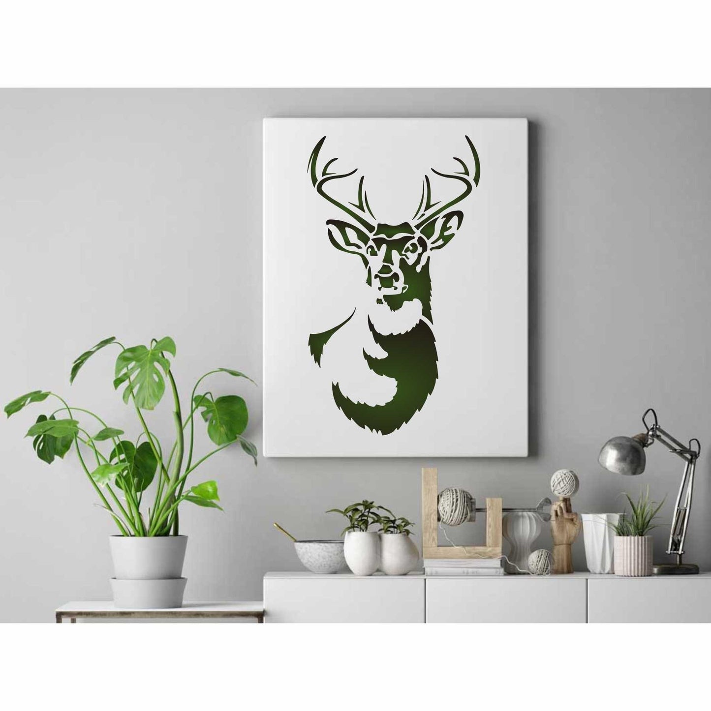 Deer Head Reusable Stencil for Canvas and wall painting.ID# 429