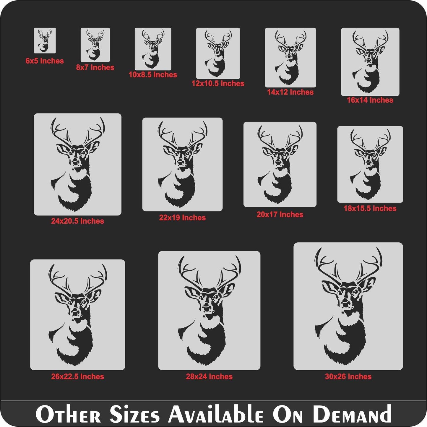 Deer Head Reusable Stencil for Canvas and wall painting.ID# 429