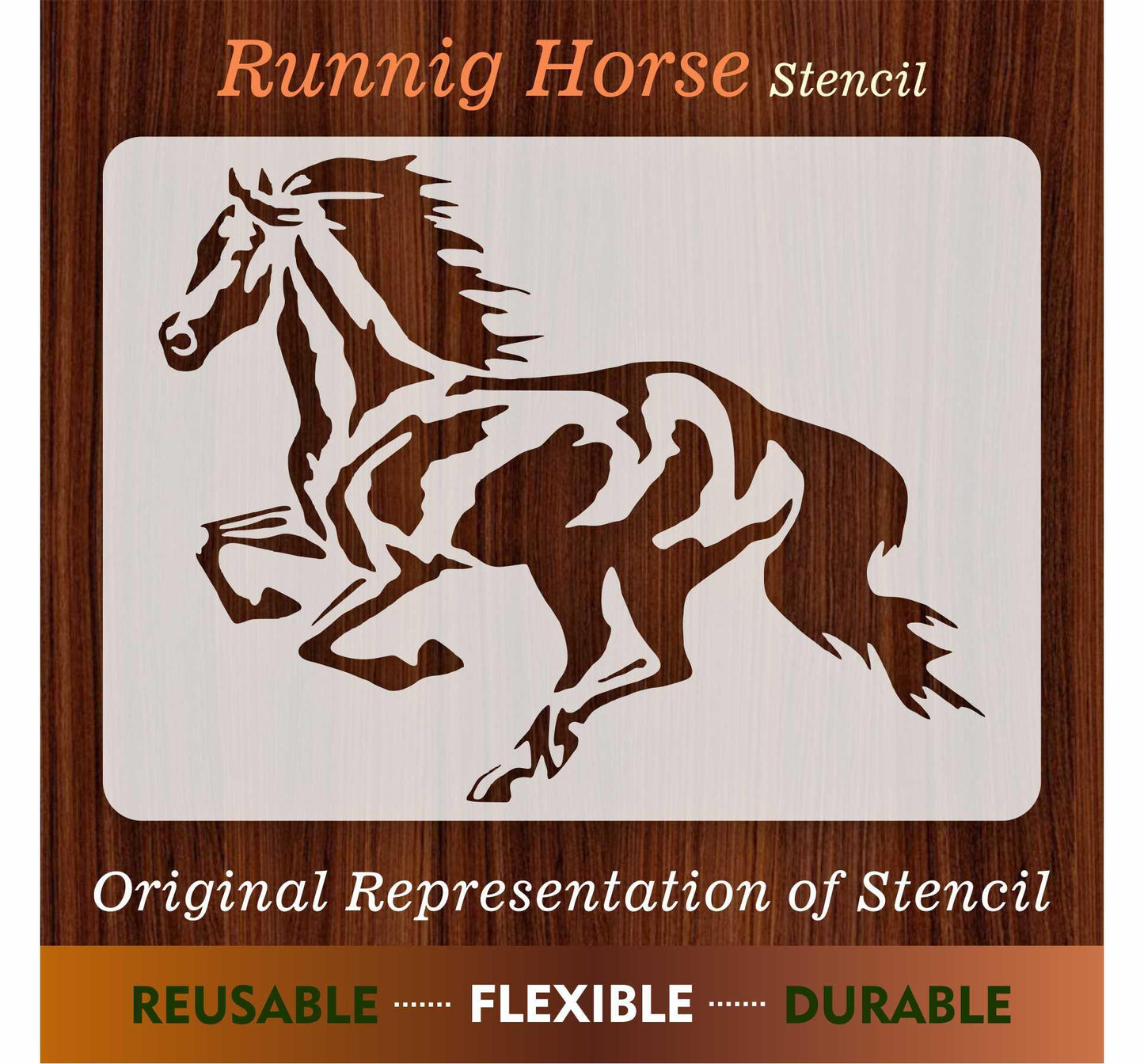 Running Horse Reusable Stencil for Canvas and wall painting.ID# 431