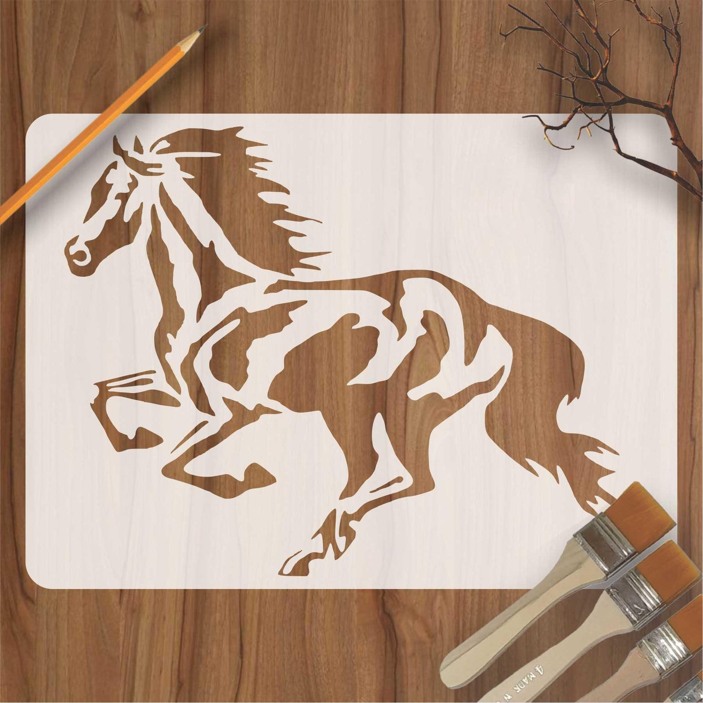 Running Horse Reusable Stencil for Canvas and wall painting.ID# 431