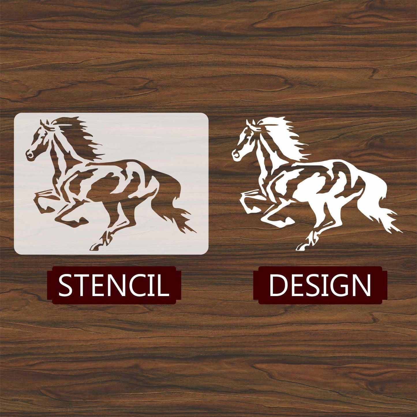 Running Horse Reusable Stencil for Canvas and wall painting.ID# 431