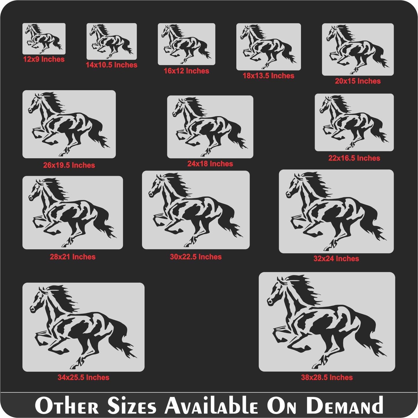 Running Horse Reusable Stencil for Canvas and wall painting.ID# 431