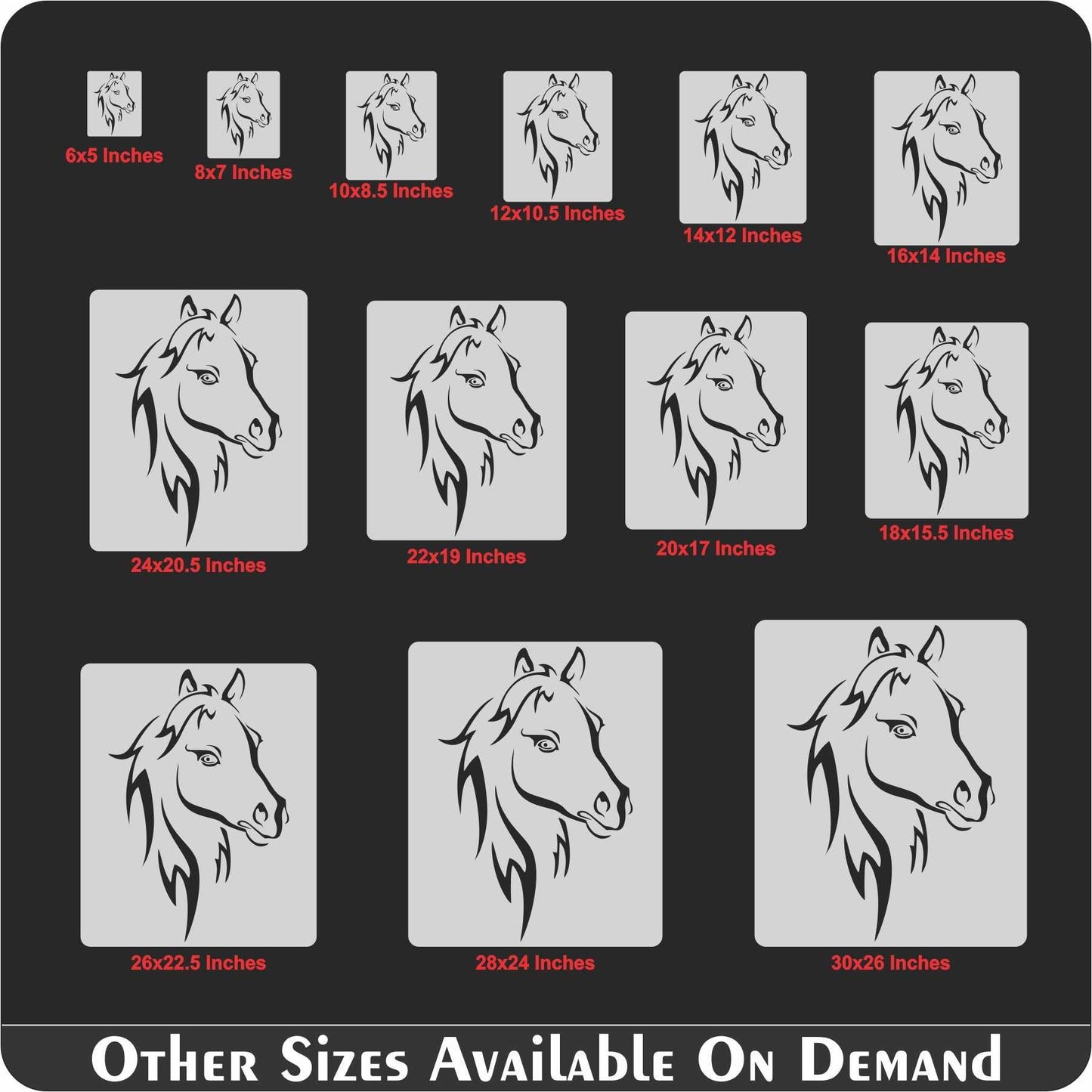 Horse Head Reusable Stencil for Canvas and wall painting.ID# 432