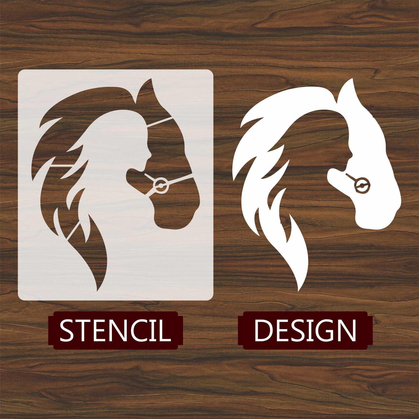 Horse & Girl Reusable Stencil for Canvas and wall painting.ID# 439
