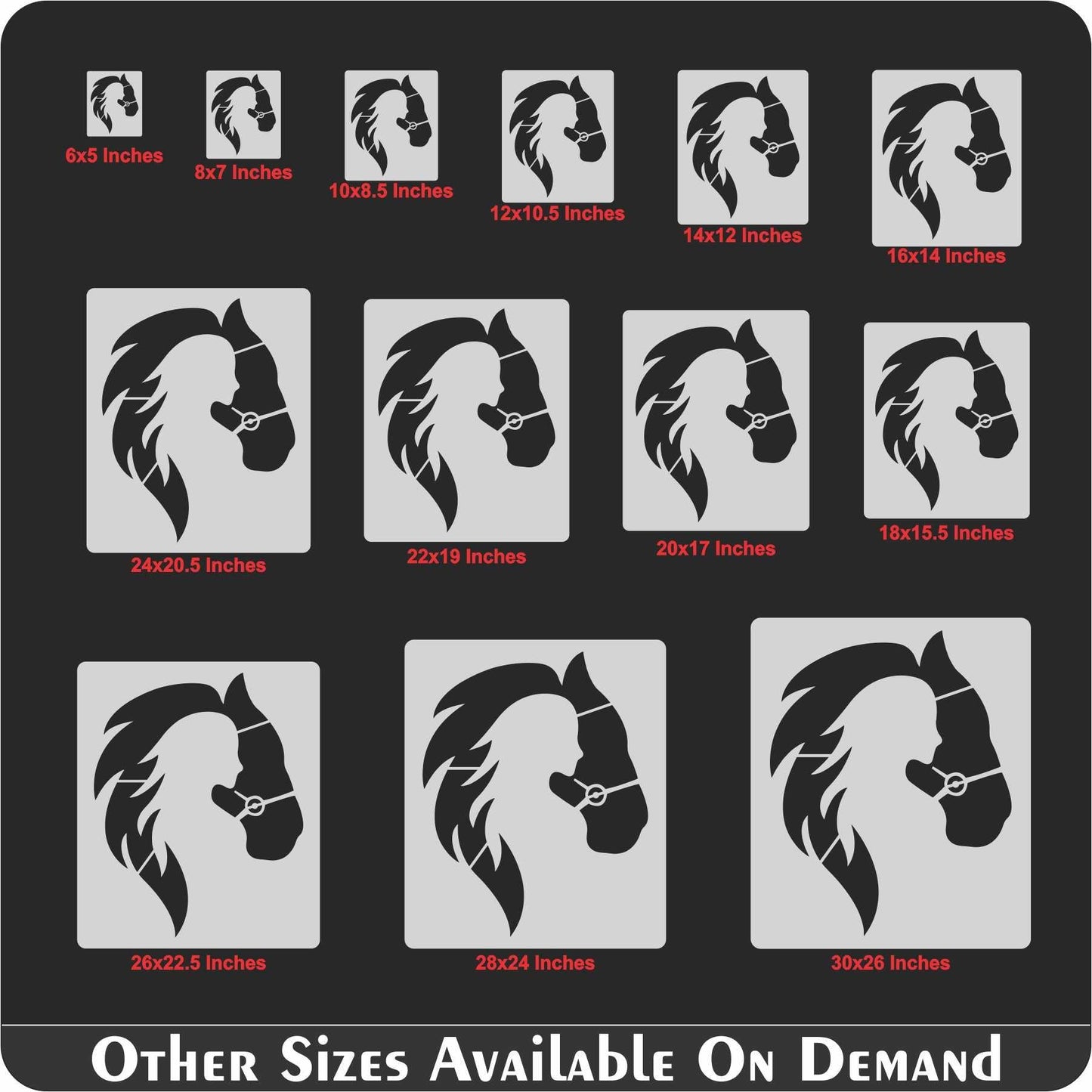 Horse & Girl Reusable Stencil for Canvas and wall painting.ID# 439