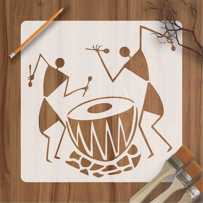 Warli Art & Ancient Reusable Stencil for Canvas and wall painting ID 16