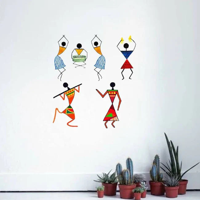 Warli Couple Bonfire Stencil | Tribal Art Stencil for Wall Painting, Scrapbooking, Embossing, Card Making ID 19
