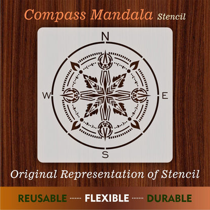 Compass Mandala Reusable Stencil For Canvas And Wall Painting