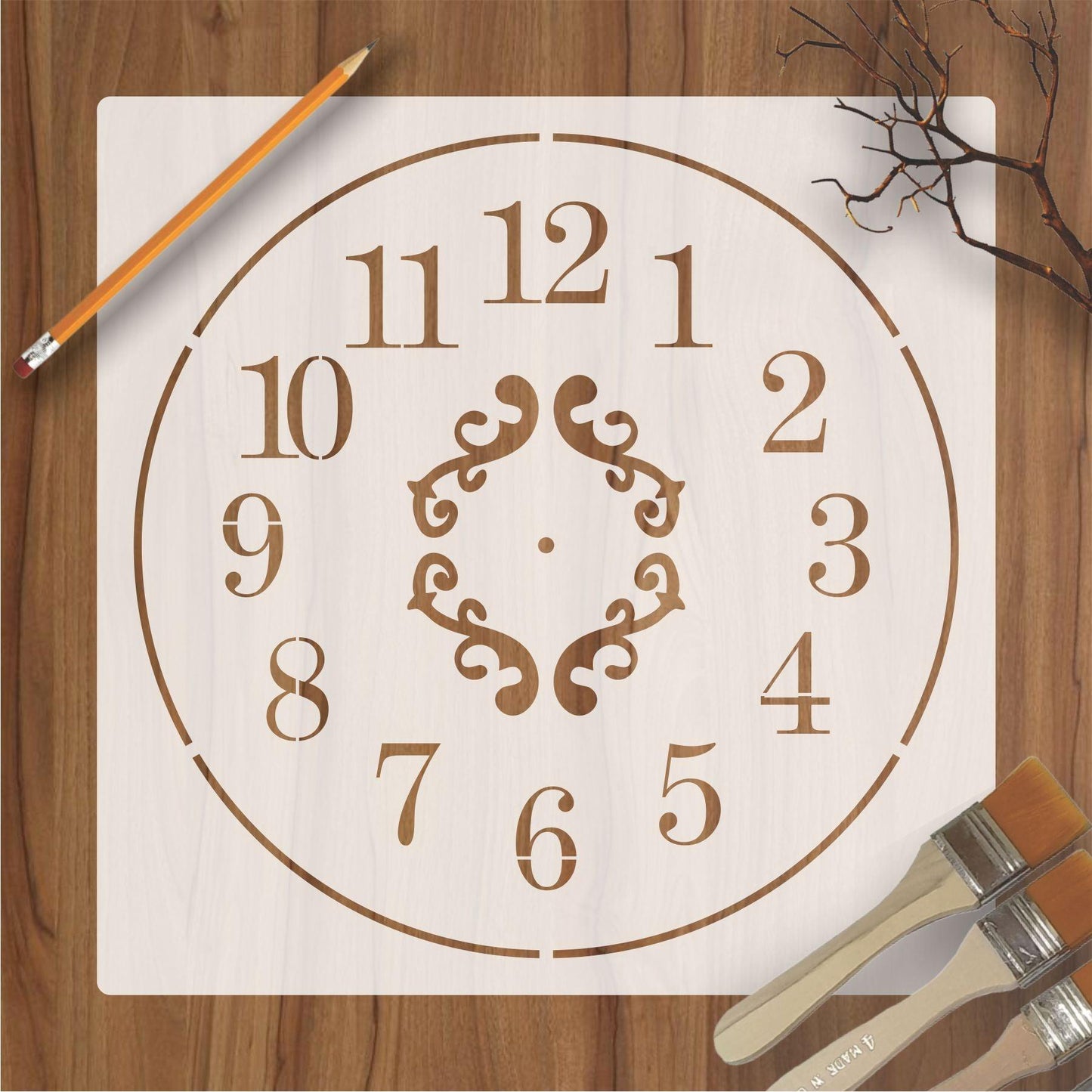 Clock Reusable Stencil For Canvas And Wall Painting