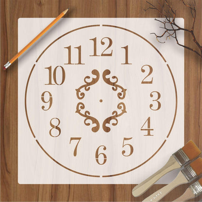 Clock Reusable Stencil For Canvas And Wall Painting