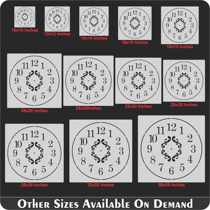 Clock Reusable Stencil For Canvas And Wall Painting