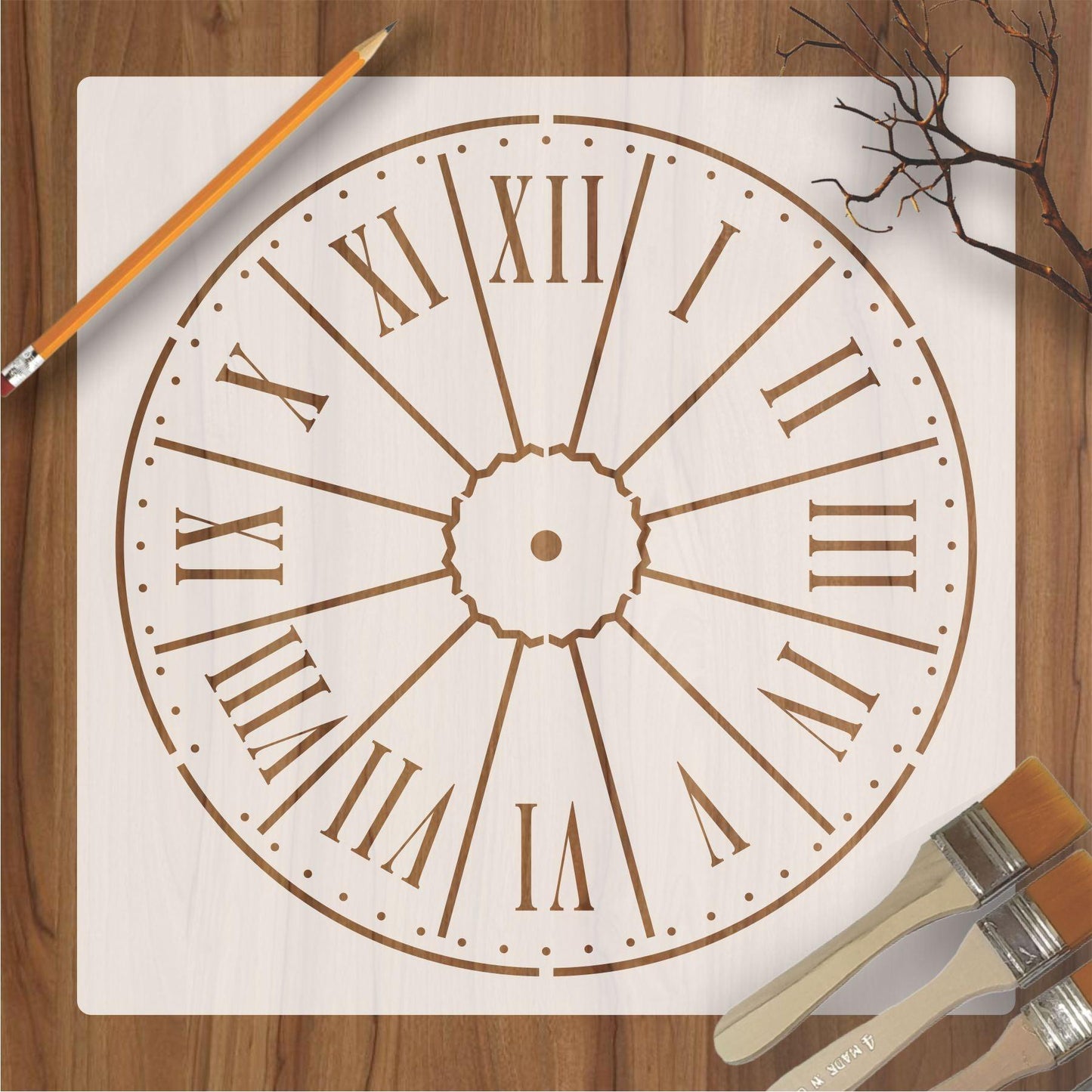 Clock Reusable Stencil For Canvas And Wall Painting