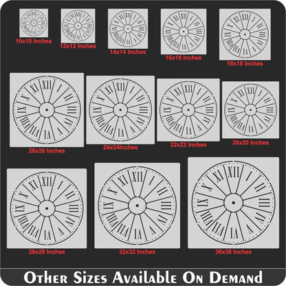 Clock Reusable Stencil For Canvas And Wall Painting