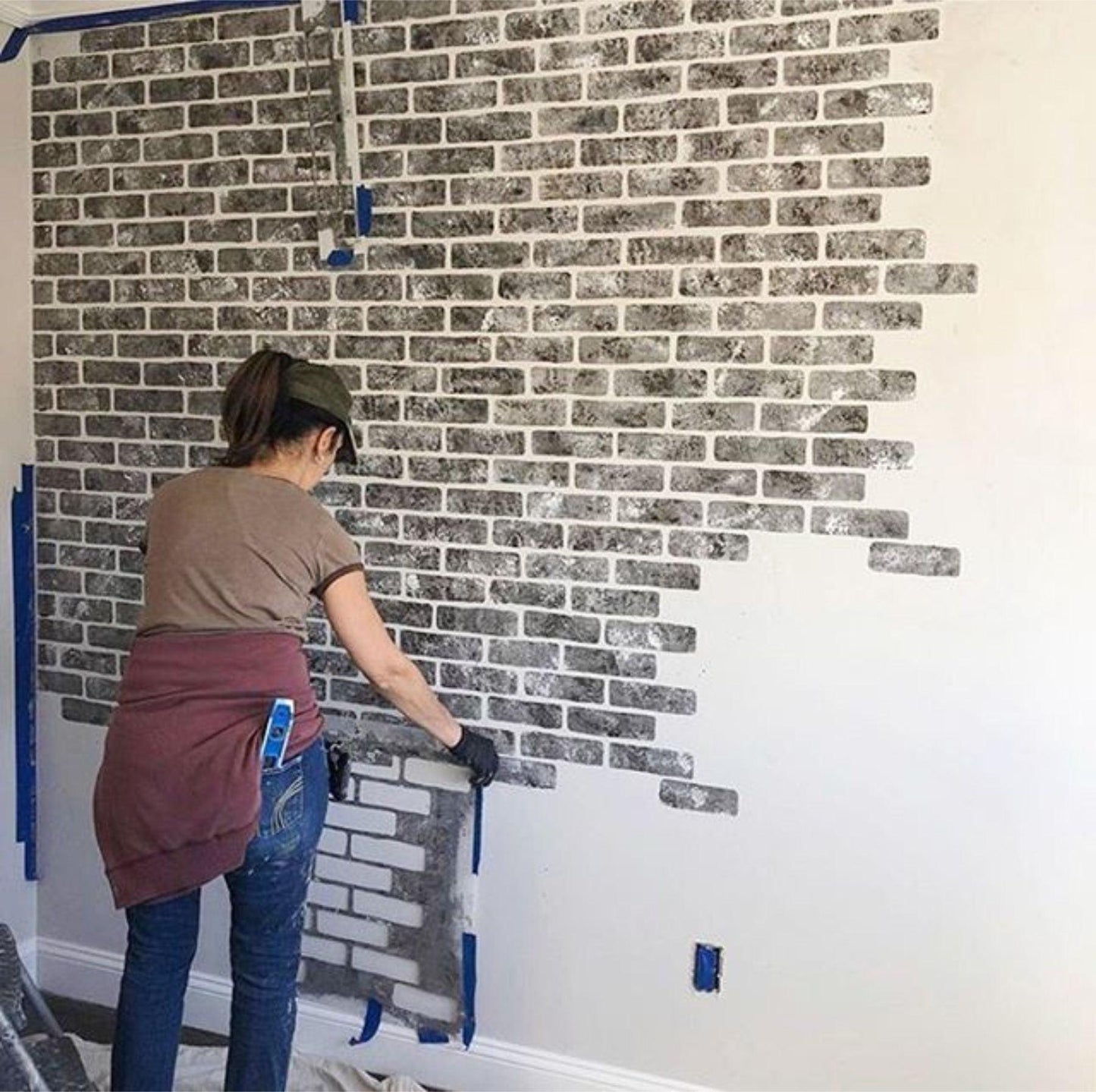 Brick Wall Reusable Stencil For Canvas And Wall Painting.ID #457