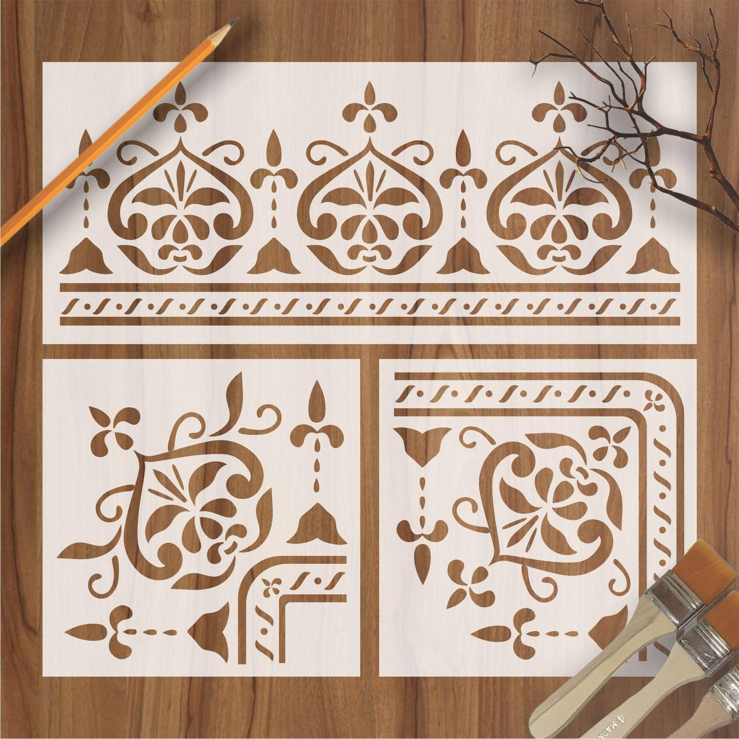 Indian Inlay(furniture and fabric) Reusable Stencil For Canvas And Wall Painting.ID #458