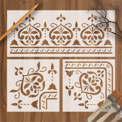 Indian Inlay(furniture and fabric) Reusable Stencil For Canvas And Wall Painting.ID #458