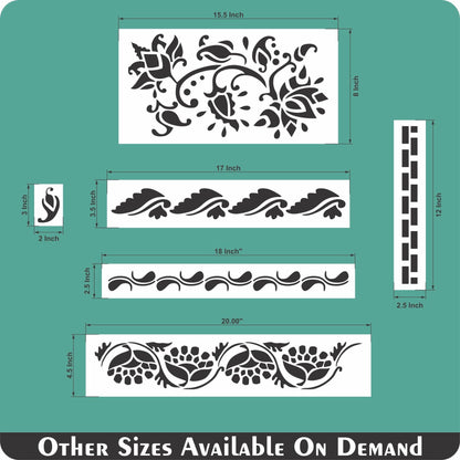 Indian Inlay (furniture and fabric) Reusable Stencil For Canvas And Wall Painting.ID #460