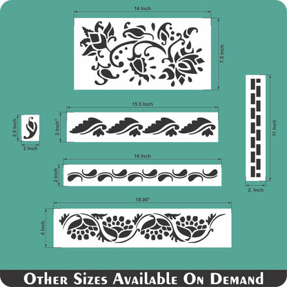 Indian Inlay (furniture and fabric) Reusable Stencil For Canvas And Wall Painting.ID #460