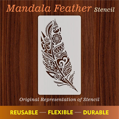Mandala Feather Reusable Stencil For Canvas And Wall Painting.ID #464