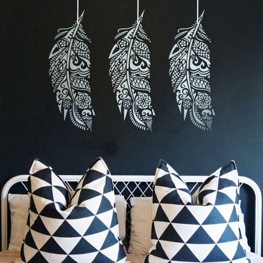 Mandala Feather Reusable Stencil For Canvas And Wall Painting.ID #464