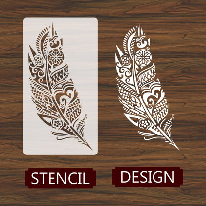 Mandala Feather Reusable Stencil For Canvas And Wall Painting.ID #464