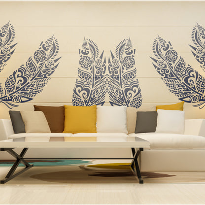 Mandala Feather Reusable Stencil For Canvas And Wall Painting.ID #464