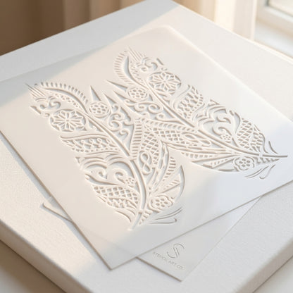 Mandala Feather Reusable Stencil For Canvas And Wall Painting.ID #464