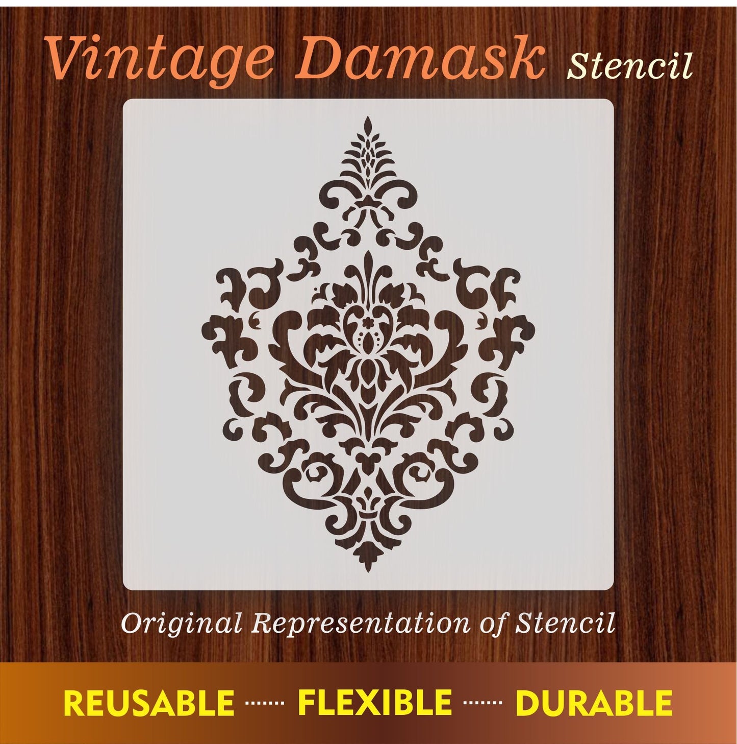 Vintage Damask Floral Reusable Stencil for Canvas and wall painting.ID #465