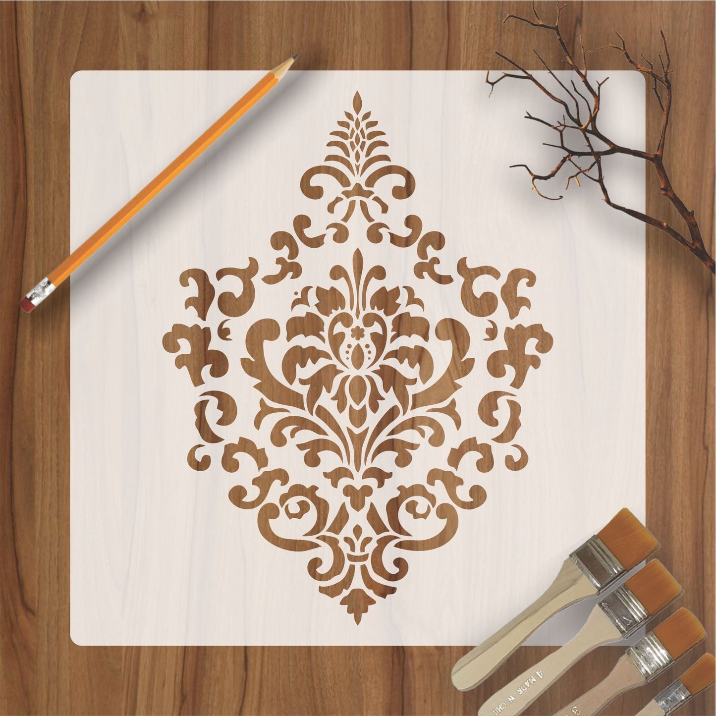 Vintage Damask Floral Reusable Stencil for Canvas and wall painting.ID #465