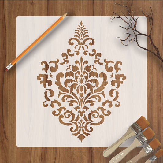 Vintage Damask Floral Reusable Stencil for Canvas and wall painting.ID #465