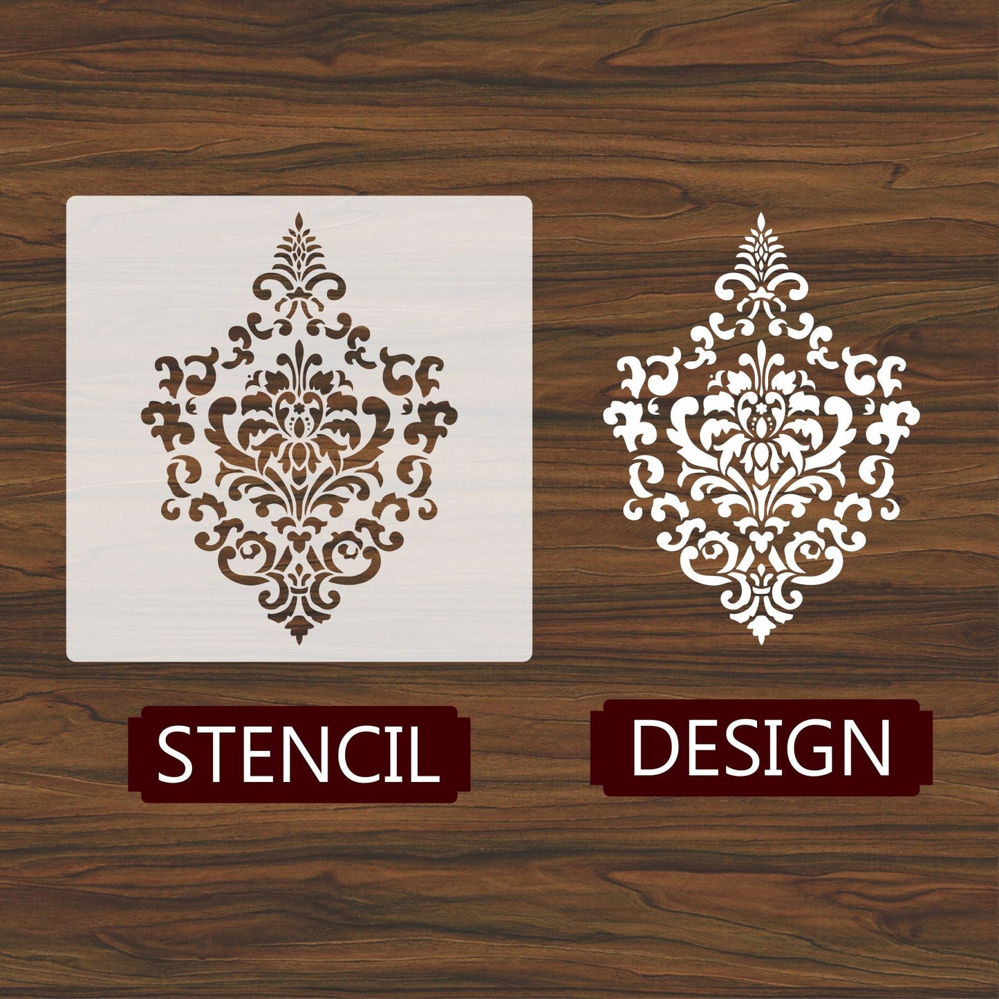 Vintage Damask Floral Reusable Stencil for Canvas and wall painting.ID #465