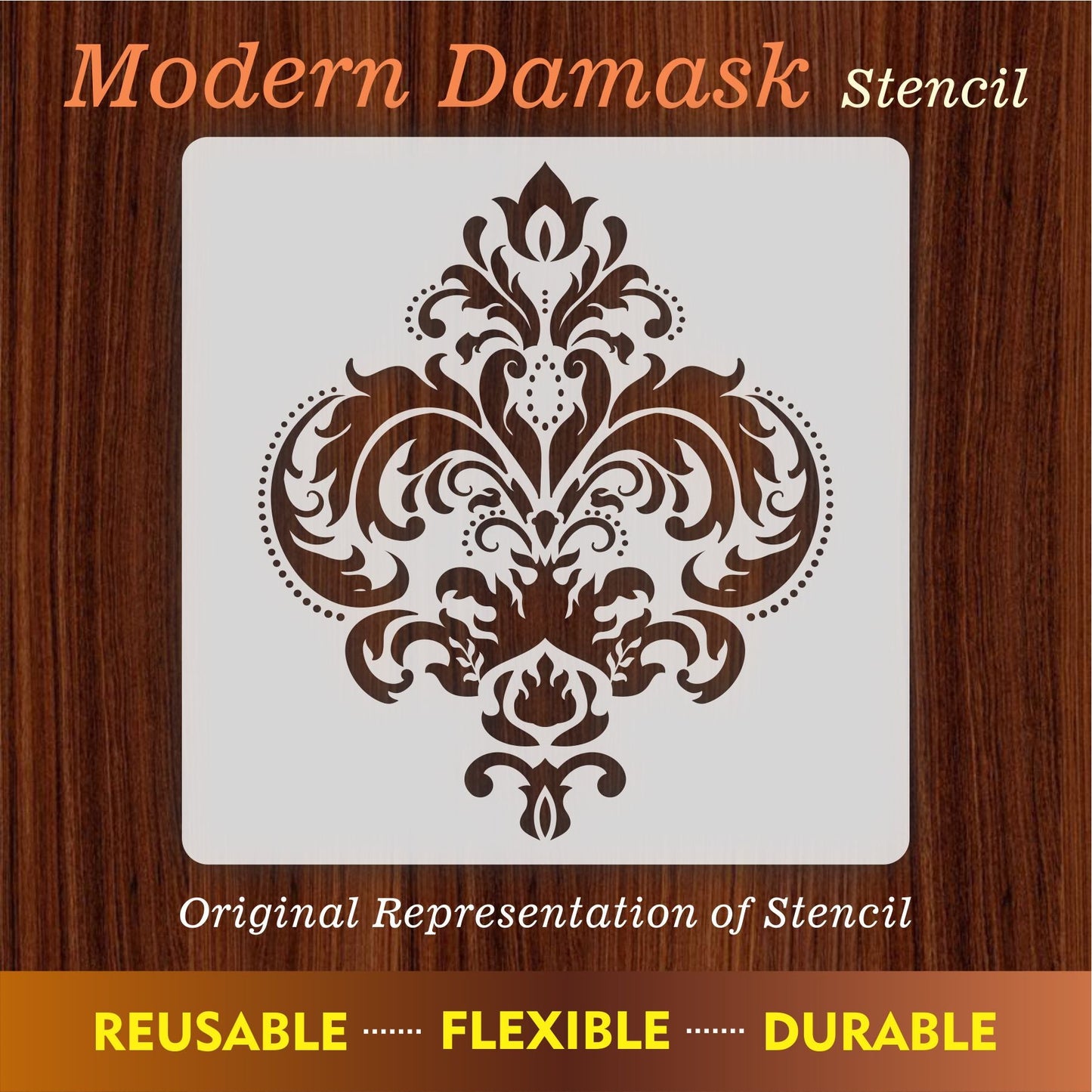 Modern Damask Motif Reusable Stencil for Canvas and wall painting.ID#466