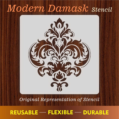 Modern Damask Motif Reusable Stencil for Canvas and wall painting.ID#466